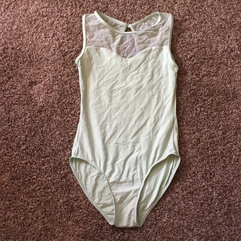 Wear Moi light green lace top leotard size M